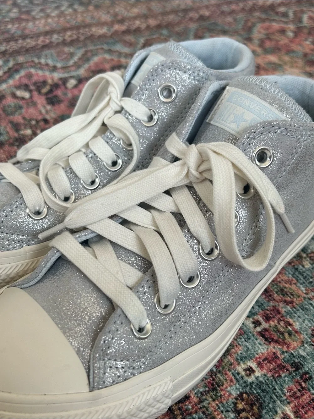 Women’s Converse Madison Mid Sneakers in Winter Slay Silver Glitter Size 7 - Picture 7 of 8